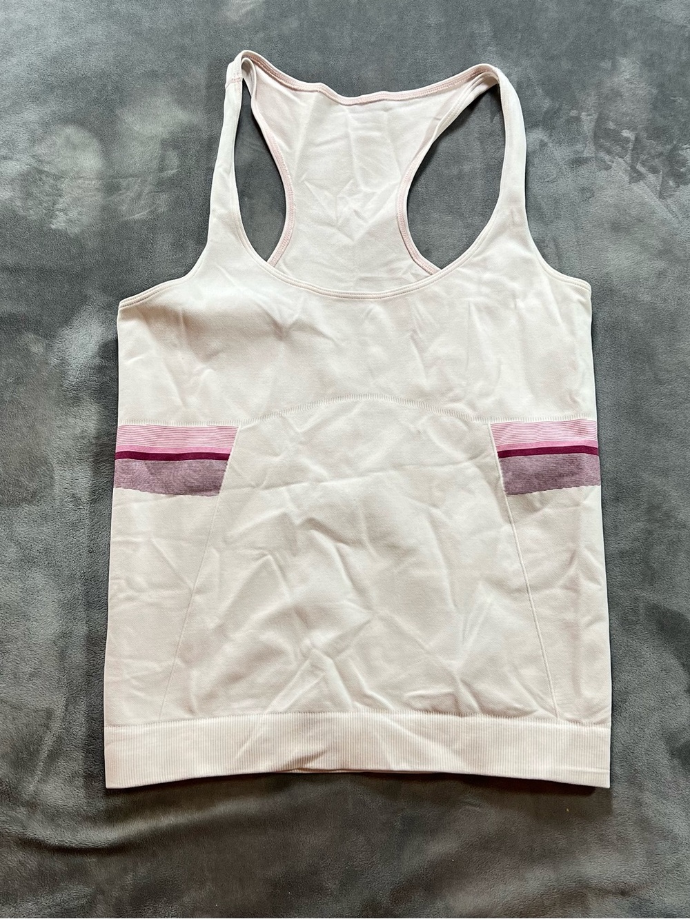 Light Pink Racerback Tank Top with Contrast Pocket Stripes
